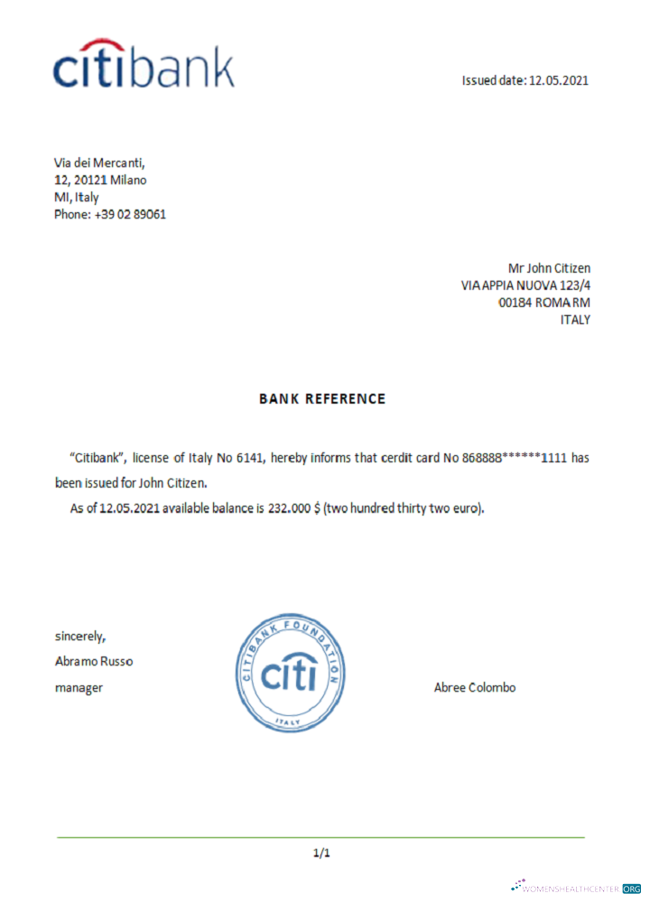 Download Italy Citibank reference Photoshop template